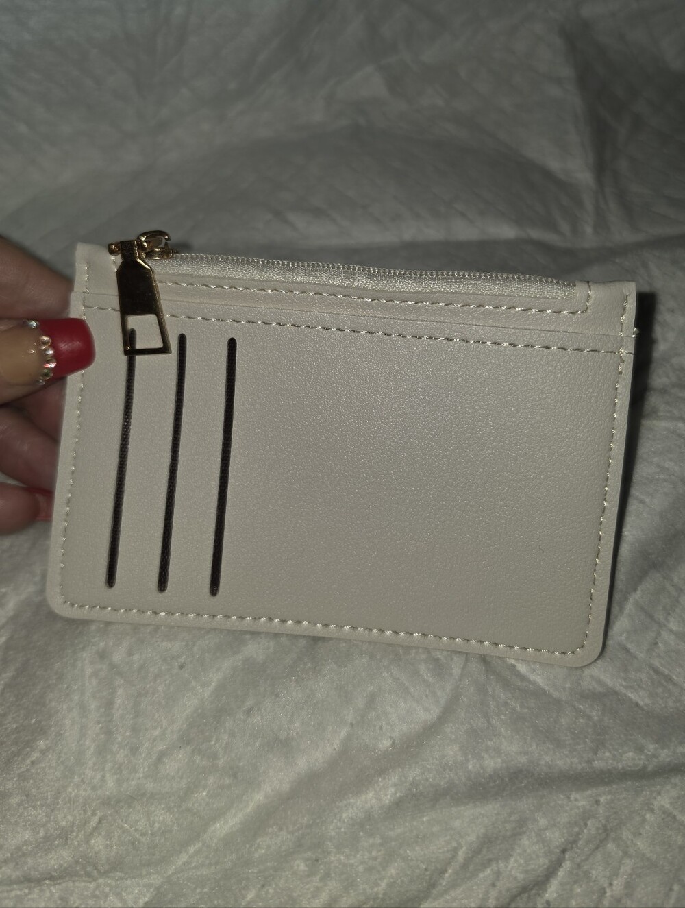 Minimalist White Unbtanded Card Holder with Zip Pocket - Unbranded - Picture 2 of 5